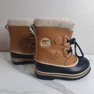 Sorel Kids Yoot Pac Winter Snow Boots Brown Size 10 Waterproof Drawstring